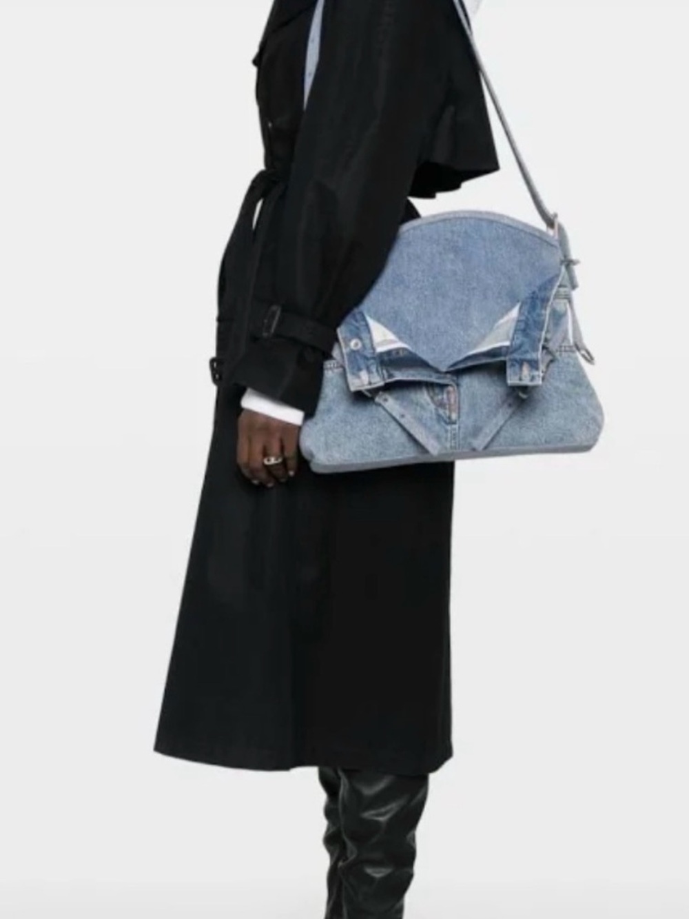 Givenchy Light Blue Denim Fold-Detail Shoulder Bag